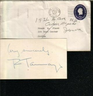 Rufino Tamayo Autographed Index Card 1954 Mexican Painter D.  91
