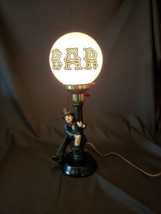 Vintage Bar Lamp Light Drunk Man Charlie Chaplin Street Post