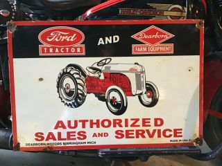 Vintage Porcelain 51 Ford Tractor Authorized Sales And Service John Deere