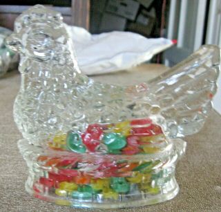 Vintage Glass Candy Container Chicken J.  H.  Millstein Co.  Jeanette Pennsylvania