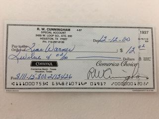 Walt Cunningham Signed Canceled Bank Check Nasa Apollo 7 Astronaut Autograph