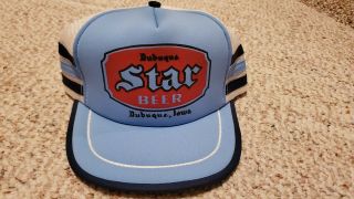 Vintage Dubuque Star Brewing Co Shell Beer Iowa Trucker Hat Rare