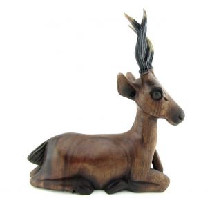 Wood Carved Wooden Animal Deer Statue Buck Stag Handmade Hunting Sculpture 12 "