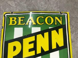 BEACON PENN MOTOR OIL PORCELAIN ENAMEL SIGN 30 X 30 INCHES S/S LARGE AND HEAVY 7