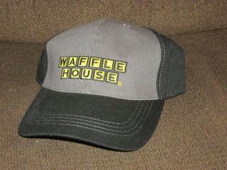 Waffle House Crew Server Gray Black Hat Cap Velcro Strap Rear Logo