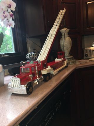 Vintage 1980’s Tonka Hook And Ladder Fire Truck.  33” Long.  Engine No 1