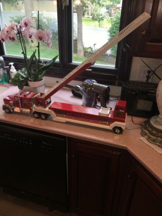 Vintage 1980’s Tonka Hook And Ladder Fire Truck.  33” Long.  Engine No 1 2