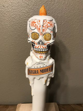 Modelo Negra Beer Tap Keg Handle Day Of The Dead Sugar Skull 11 "