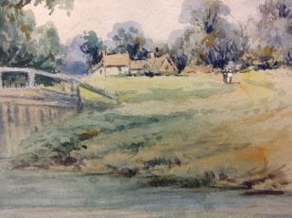 19th c Watercolor Landscape Painting signed C.  Pissarro French Impressionist 6