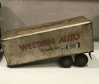 Vintage Marx Toys Pressed Steel Western Auto Semi Truck Trailer Only 17.  5 " Read