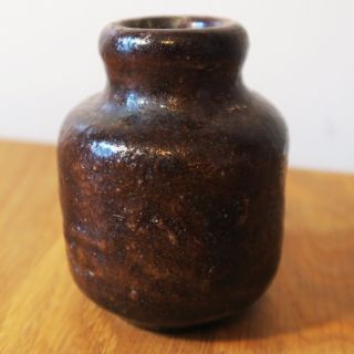Antique Glazed Stoneware Asymmetrical Ink Well Bottle