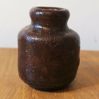 Antique Glazed Stoneware Asymmetrical Ink Well Bottle 2