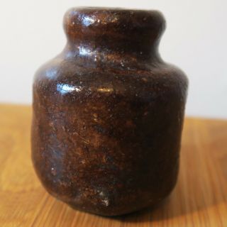 Antique Glazed Stoneware Asymmetrical Ink Well Bottle 3