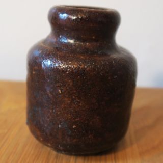 Antique Glazed Stoneware Asymmetrical Ink Well Bottle 4