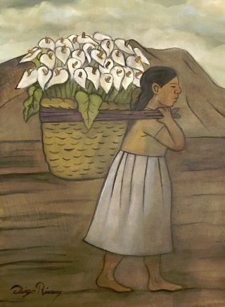 Diego Rivera Gouache On Paper Painting With Provenance,