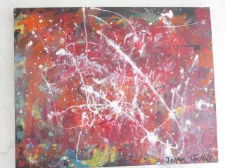 1950 - STYLE - RETRO - MID - CENTURY - MODERN - ABSTRACT - OIL - PAINTING - Signed - Jasper Johns 3