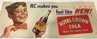 Vintage 1940/50s Rc Cola - Royal Crown Soda Cardboard Trolley Sign - Rc Makes You