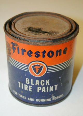 Vintage Firestone Black Tire Paint Can 16 Oz Size Empty Hard To Find