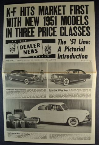 1951 Kaiser Dealer News Brochure Frazer Manhattan Henry J 51