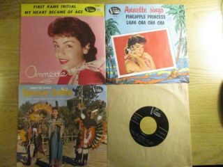 4 Annette Vintage 45 Rpm Vista Records 3 With Sleeves All Nm Sleeves Vg,
