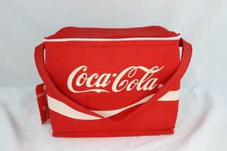 Coca Cola Canvas Insulated Cooler Bag Tote Holds 6 Pk Cans Red Vintage