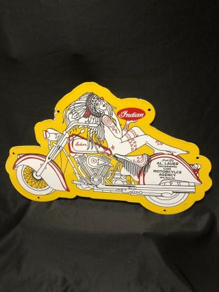 Big Indian Motorcycles Double Sided Porcelain Sign Nude Princess Tattoo