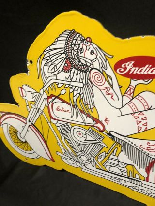 BIG INDIAN MOTORCYCLES DOUBLE SIDED PORCELAIN SIGN NUDE PRINCESS TATTOO 3