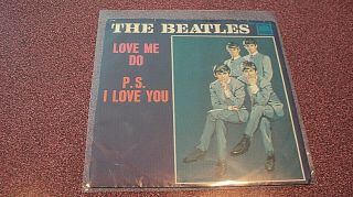 The Beatles Love Me Do P.  S.  I Love U 45 Picture Sleeve Tollie T9008 No Vinyl Vg,