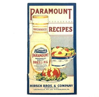 1930s Vintage Paramount Recipes Booklet Hirsch Bros Pittsburg Pa Louisville Ky