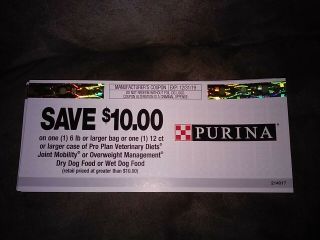 Quantity 10 $10.  00 Purina Coupon Pet Food Coupon $100.  00 For Only $30.  00