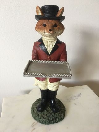 Vintage Snooty Fox Business Card Trinket Dish Holder Waiter Butler Figurine Prep