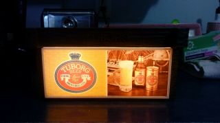 Vintage Tuborg Gold Lighted Beer Sign Cash Register Topper Back Bar Great Shape