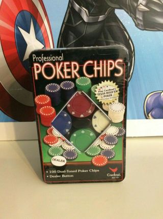 100 Cardinal Professional Poker Chips In Metal Tin