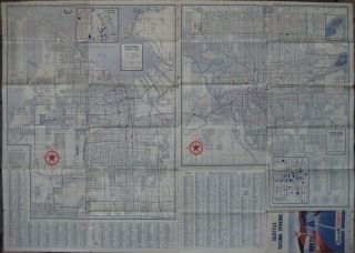 1953 TEXACO OIL Road Map SEATTLE TACOMA SPOKANE Washington Boeing Field Playfair 3