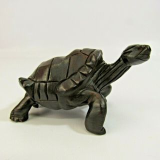 Vtg Wooden Tortoise Carved Figure 3x5 " Snapping Turtle Sculpture Wood Figurine