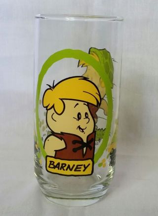 Vintage Drinking Glass - Pizza Hut - The Flintstones Kids - Barney - 1986