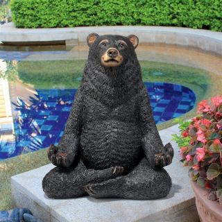 Lotus Position Yoga Bear Sculpture Meditation Zen Garden Statue