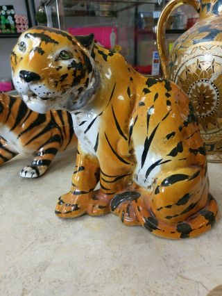 Bengal Tiger Statue Ceramic Vintage Heavy Weight 10 " X 9 "