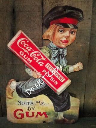 Coca Cola Peppermint Pepsin Chewing Gum Dutch Boy Cardboard Hanging Sign Reprint