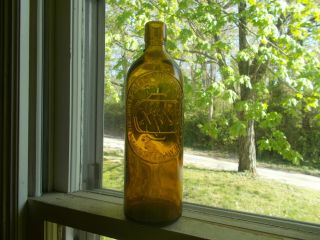 Pretty Yellow Amber Duffy Malt Whiskey Rochester Pat.  1886 Bottle