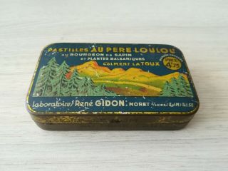 Vintage Au Pere Loulou Cough Pastilles Tin Box