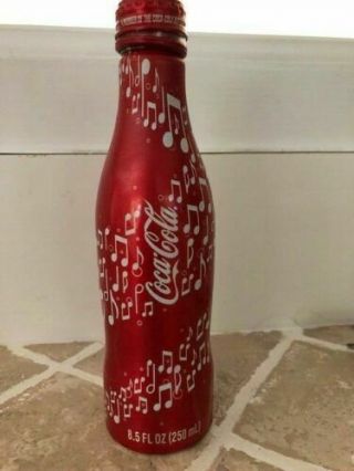 2008 Coca - Cola Musical Notes 8.  5 Ounce Aluminum Bottle Very Rare