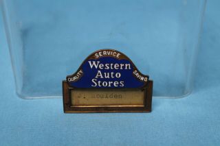 Rare 1940s Western Auto Stores Employee Enameled Name Badge