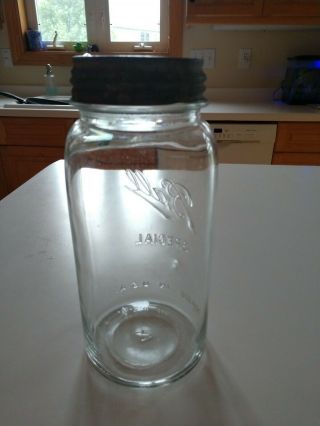 CLEAR Ball Special Half Gallon Wide Mouth Mason Fruit Jar DROPPED A 3