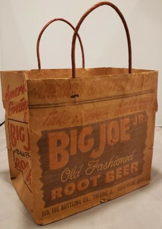 Rare Big Joe Jr.  Old Fashion Root Beer Paper Bag Case 6 Pack Holder Toledo Ohio
