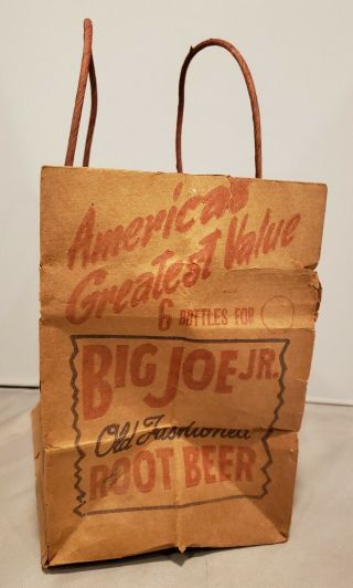 RARE BIG JOE JR.  Old Fashion Root Beer Paper Bag Case 6 Pack Holder Toledo Ohio 3