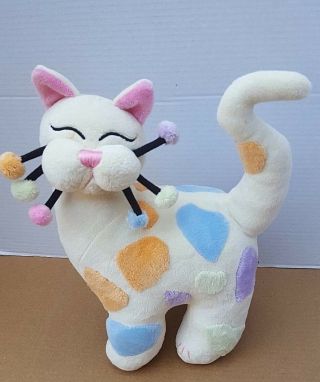 Whimsiclay Plush Art Amy Lacombe Stuffed Cat Doll Fancy Feline Pastel Patchwork