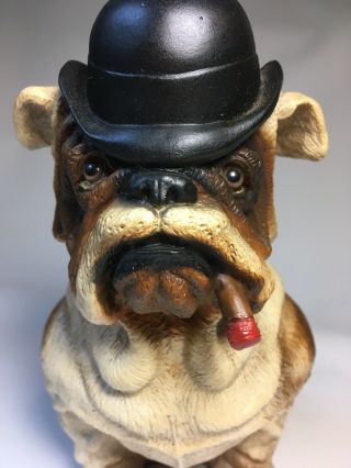 English Bulldog With Cigar Top Hat Figurine Universal Statuary Smoker Bull Dog