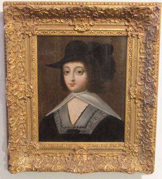 Old Master 17c French Charles Beaubrun 1604 - 1692 Portrait Of Woman Oil On Panel