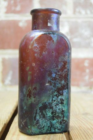 Antique B.  W.  & Co Brown Glass Medicine Bottle Very Iridescent Snowhill,  London